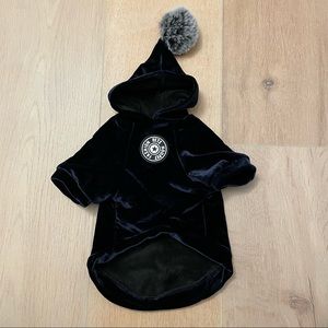 NWOT Navy Velvet Hoodie with Pom Pom